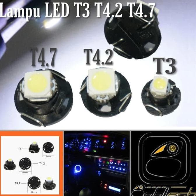 Lampu Led T3 T4.2 T4.7 Dashboard Panel AC Speedometer Wedge Mobil