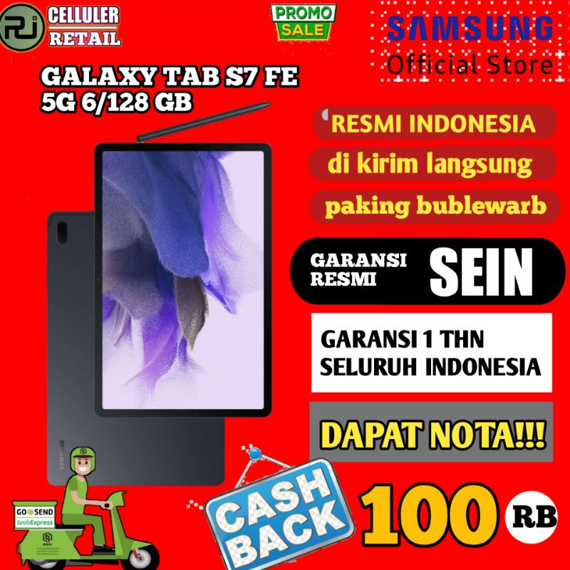 SAMSUNG GALAXY TAB S7 FE 5G RAM 6/128 GB ORIGINAL GARANSI RESMI SEIN  1 TAHUN-1
