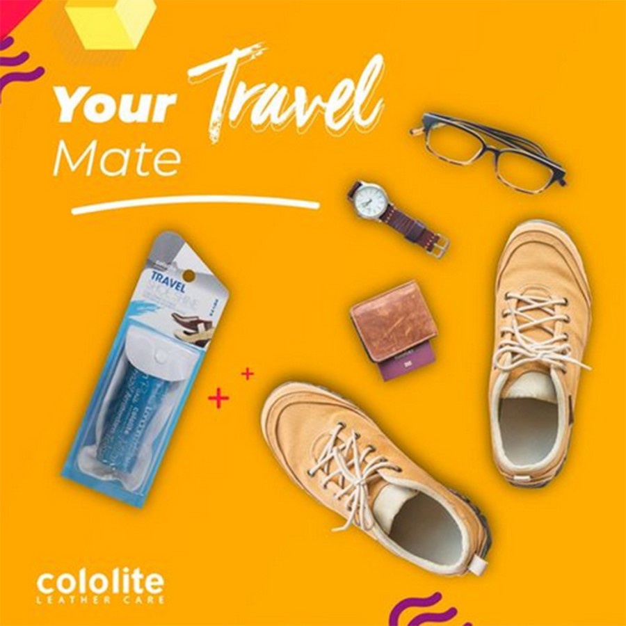 COLOLITE TRAVEL SHOE SHINE Semir Sepatu Kulit Pria Wanita Kilap Kinclong Hitam Netral Instant Travelling Shoe Polish