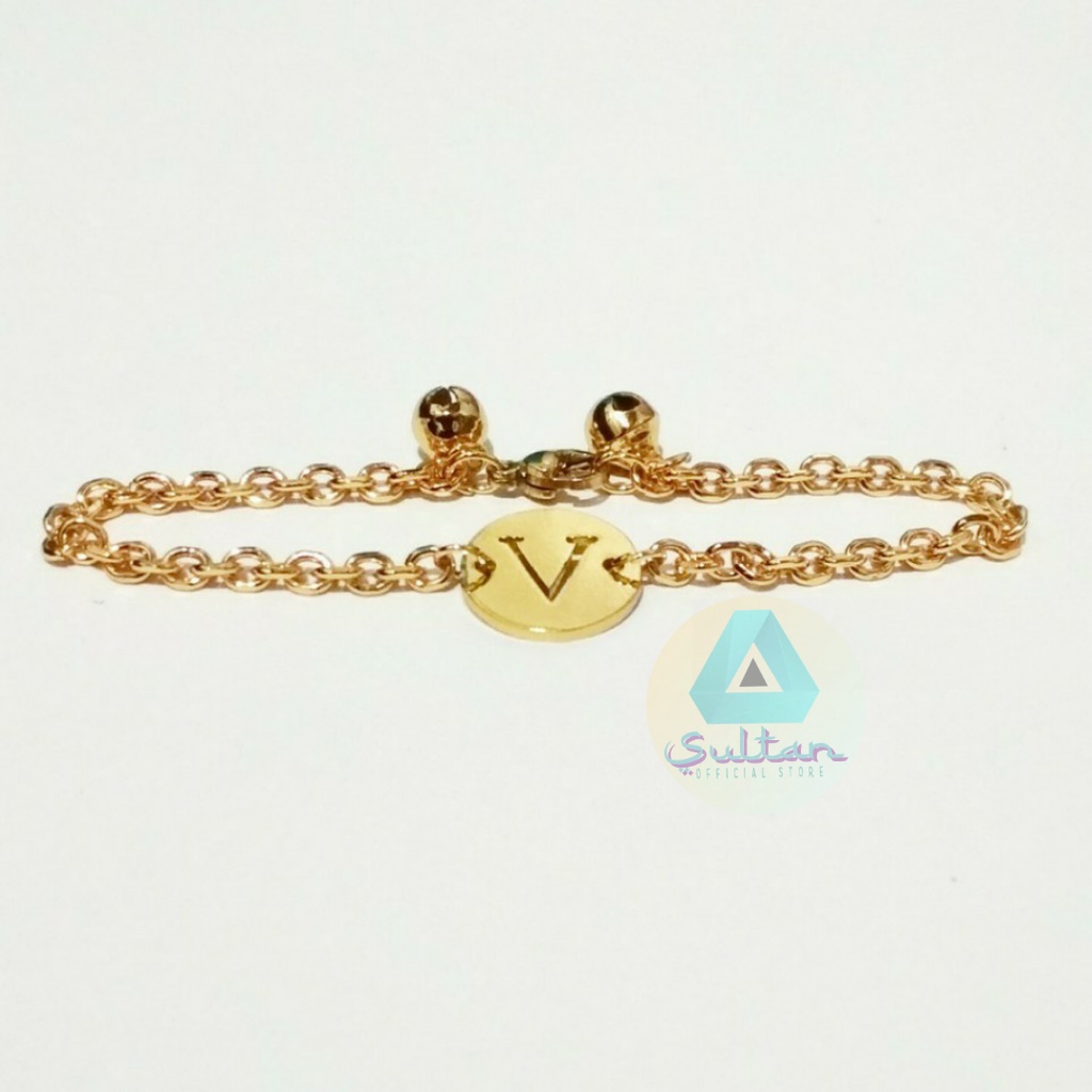 GELANG INISIAL NAMA ANAK DAN DEWASA GELANG COWOK CEWEK LAPIS EMAS ORIGINAL