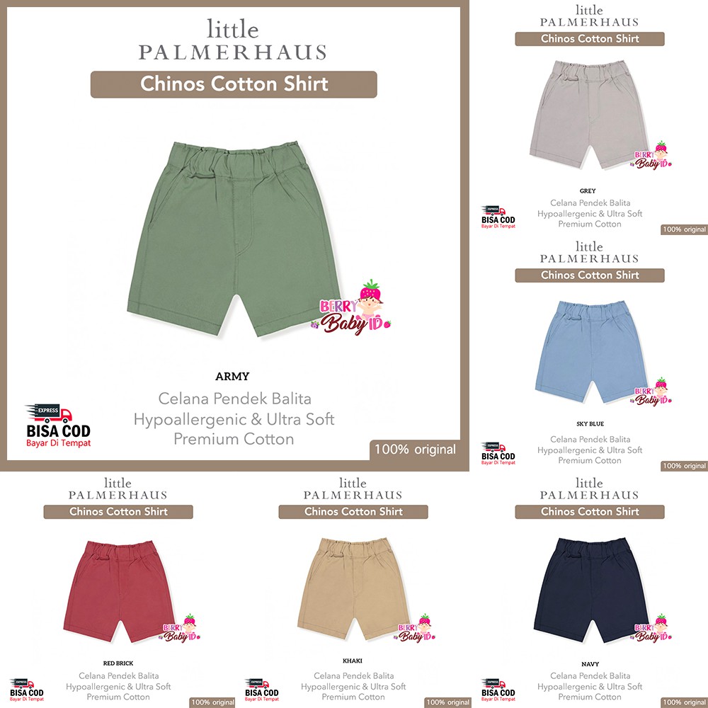 Little Palmerhaus Chinos Cotton Shorts Chino Celana Pendek Bayi Anak Balita Berry Mart