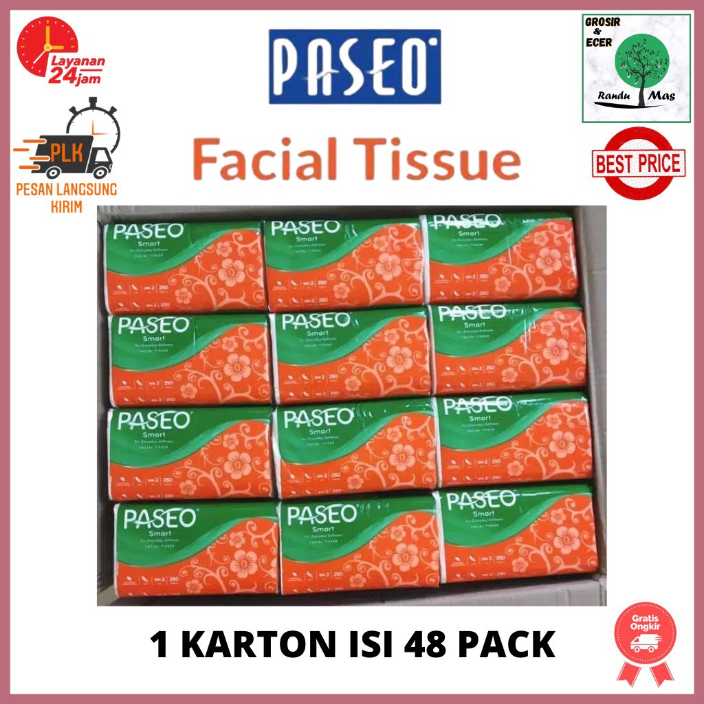 [1 Dus Tisu] Grosir Tissue Paseo Smart 250 Sheets 2ply Tisu 250 Sheet 1 Karton Isi 48 Pack Termurah