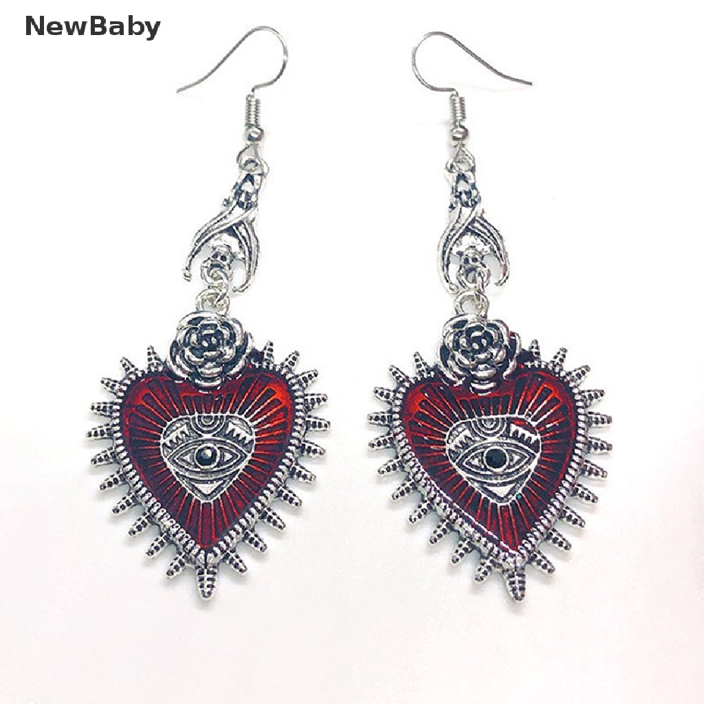 NewBaby Dark Goth Drop Earring Jewelry Blood Rose Heart Oil Bat Gothic Earrings ID