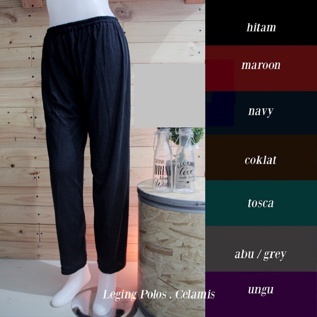 Celana Legging Panjang Kaos Polos Standar M L XL Jumbo Highwaist / Celamis Model Kulot / Celana Wanita