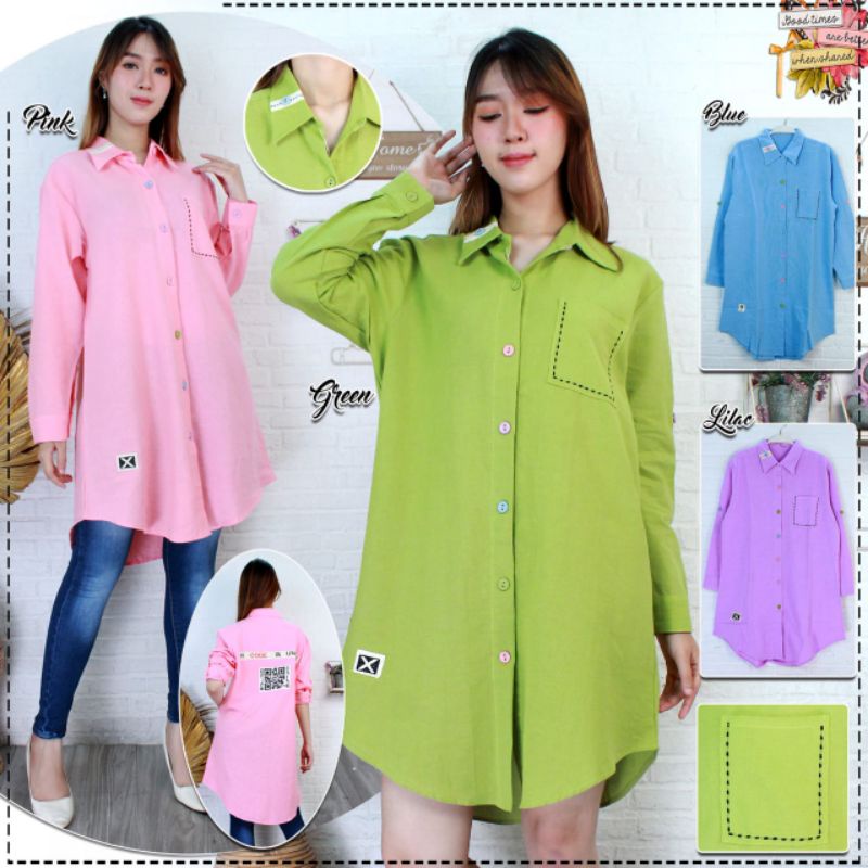 Tunik Kemeja Katun Linen Import #395