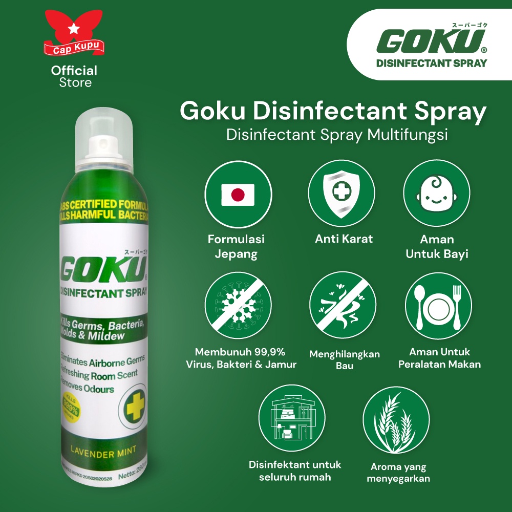 Goku Disinfectant Spray 280ml - Lavender Mint - Cap Kupu