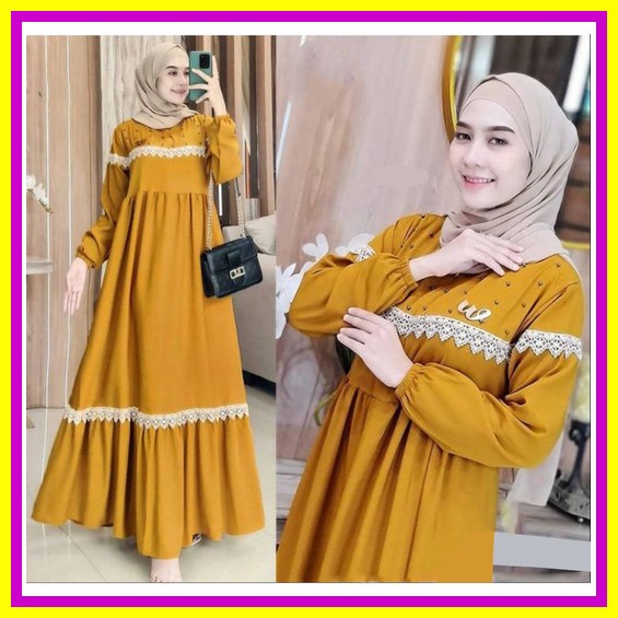 Gamis Wanita Pakaian Syari Remaja Gamis Jumbo Dress Wanita Kekinian Gamis Lebaran Dres Pesta Import 