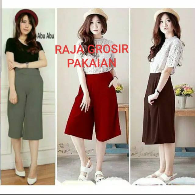 CELANA KULOT PENDEK 7/8 STANDAR FIT TO L DEWASA BAHAN WAFFLE/CREPE