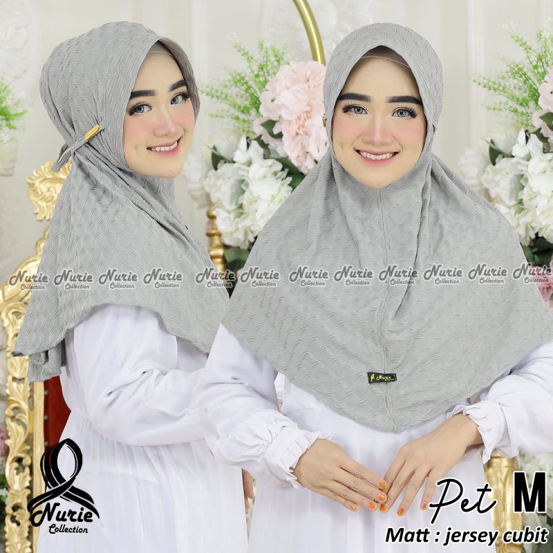 (Ori Nurie) PET M •jilbab instan jersey cubit•jilbab instan jersey pet tali