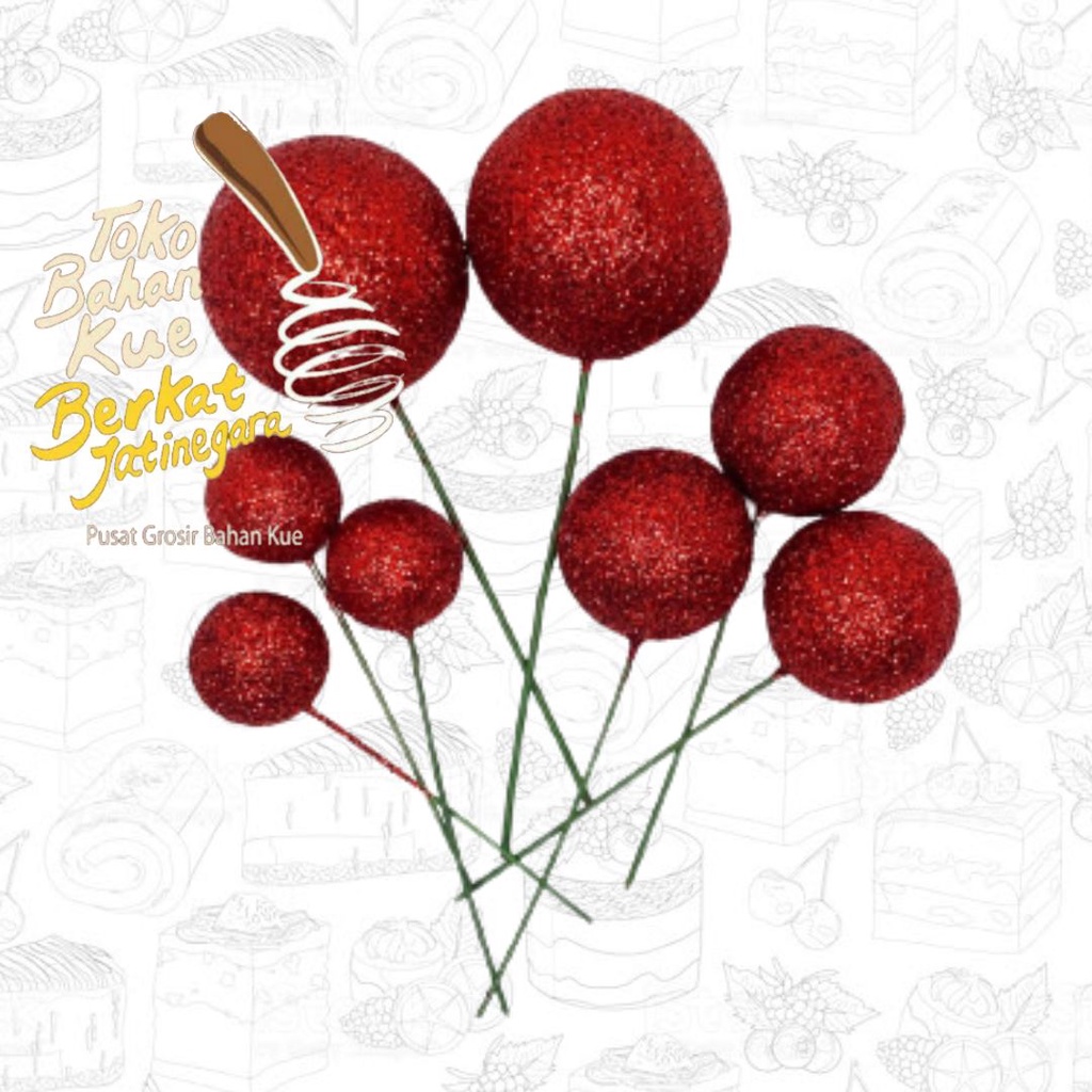 GLITER FOAM BALL ALL COLOURS / TOPPER TUSUK BALLON WARNA WARNI