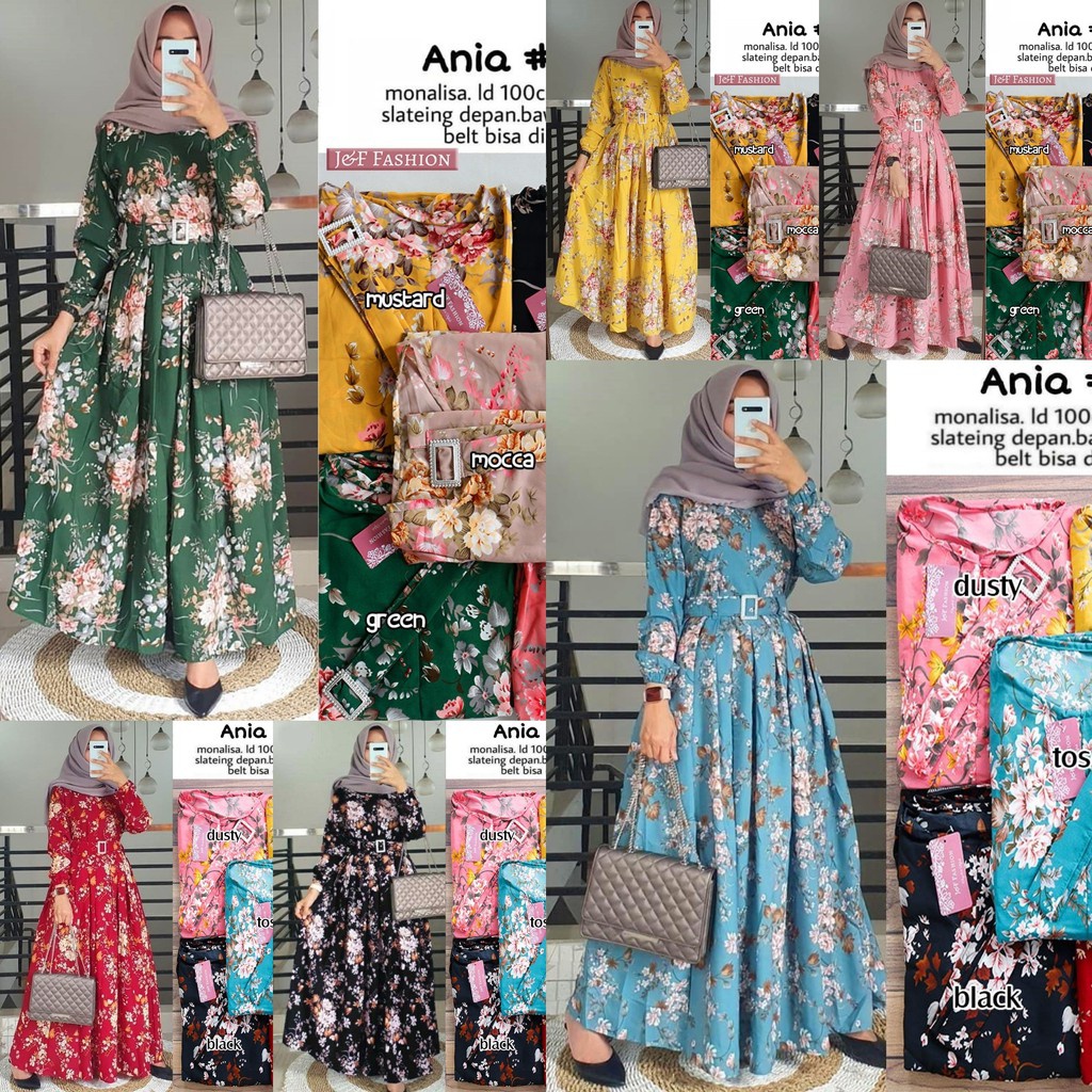 Gamis Ania Maxy Sakura Busui Ibu Menyusui XL Fashion Katun Monalisa gamis sakura //gamis busui