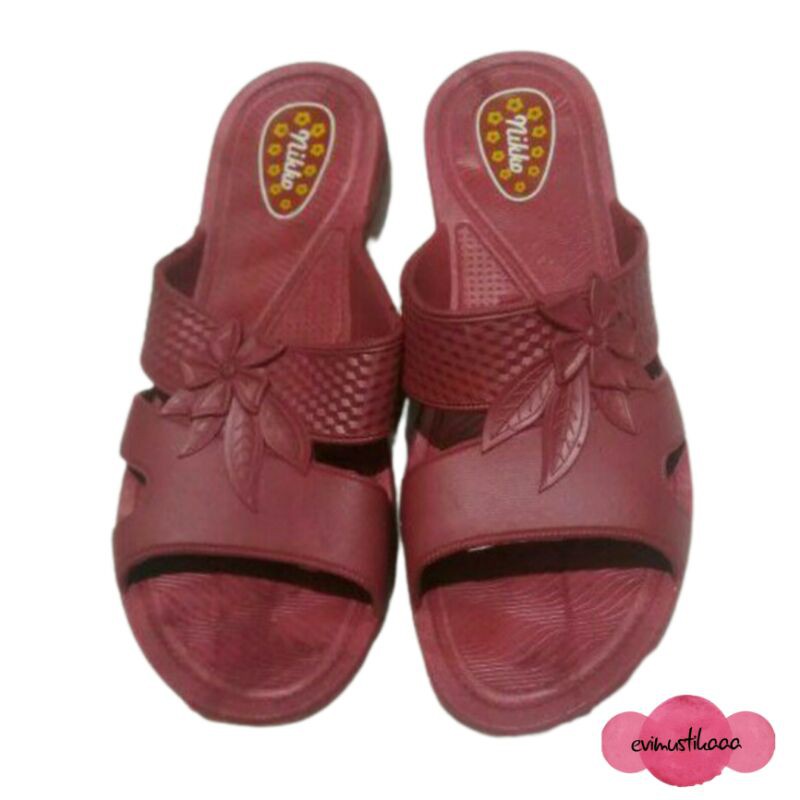 Nikko 9008 - Sendal Kokop Karet Ibu - Ibu Motif Bunga Size 37 - 40