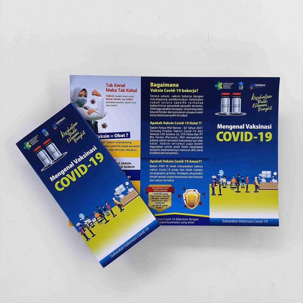 Jual Leaflet Vaksin Covid19 / Brosur Vaksinasi Covid19 Indonesia