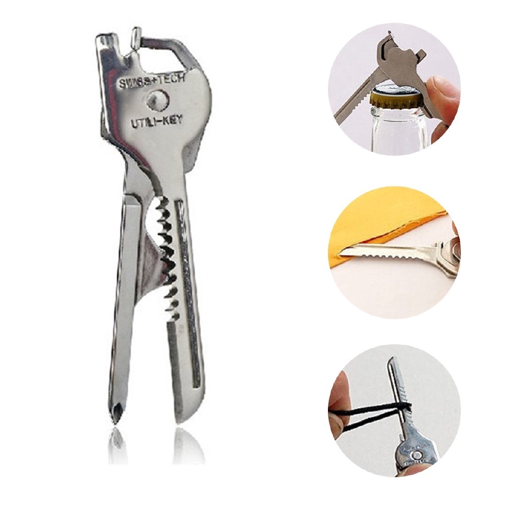 4pcs 6in1 Utili-Key Keychain Keyring Multi Tool Stainless EDC Screwdriver Opener