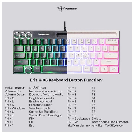 ITSTORE Keyboard Gaming NYK K06 TKL Rainbow - NYK K-06 ERIS NYK K 06 Garansi resmi 1 tahun LED