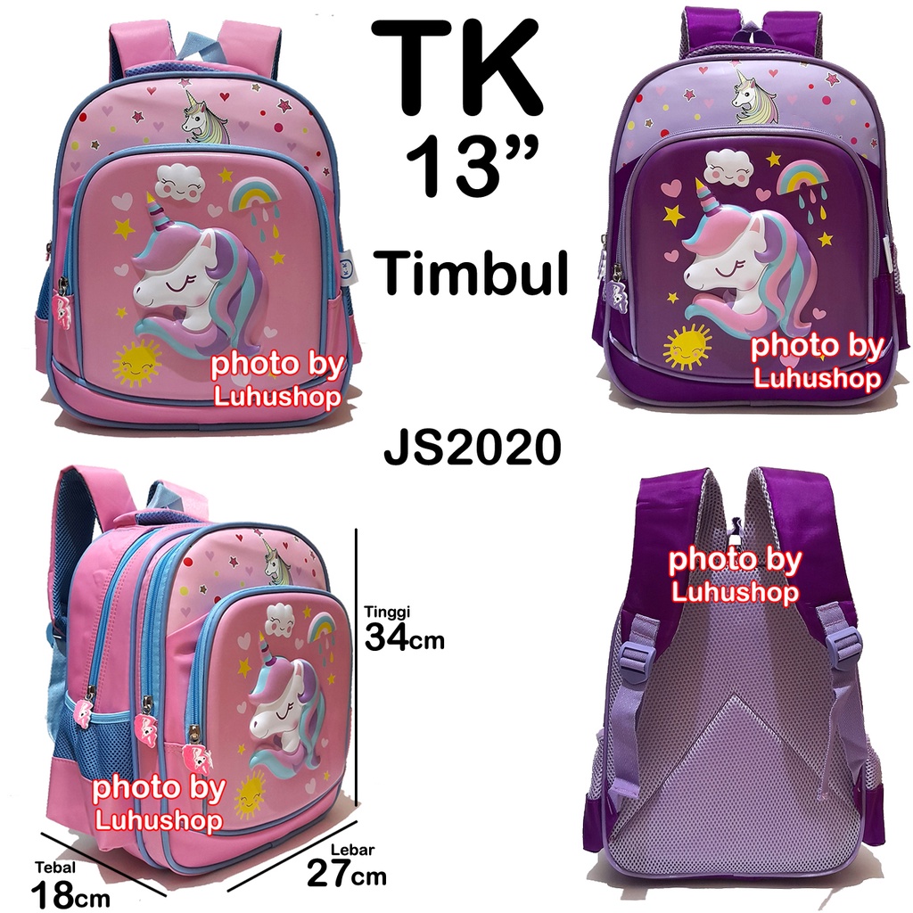 Import Tas Timbul SD TK Ransel Anak Sekolah Cewe Perempuan  Unicorn Frosen Tas Anak Perempuan JS2021