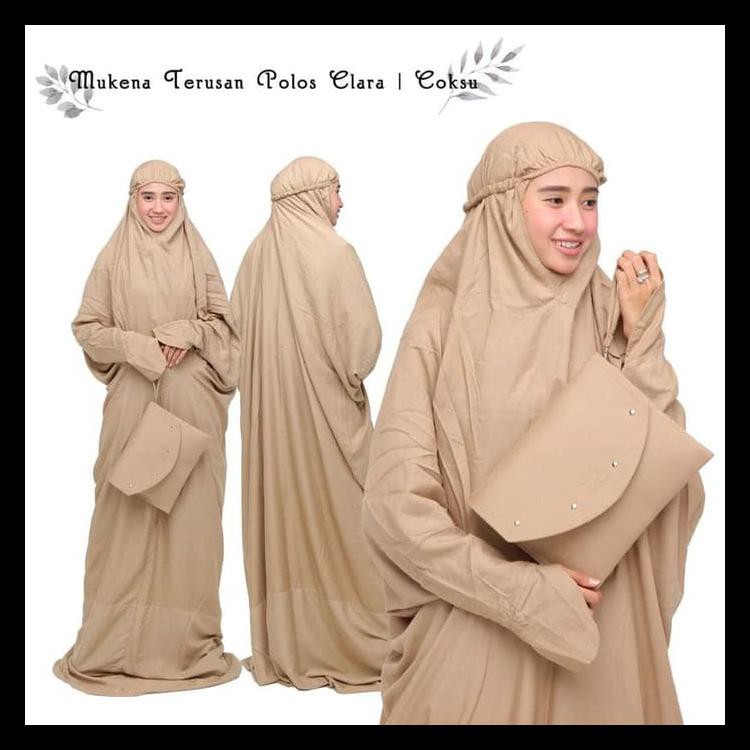MUKENA DEWASA BALI TERUSAN POLOS CLARA COKLAT SUSU