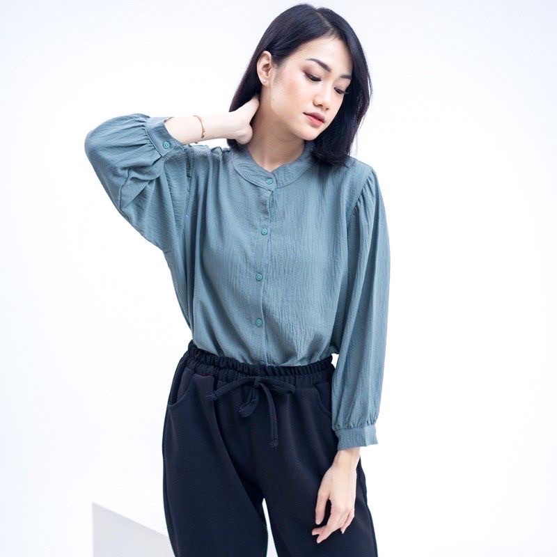 Aisa Blouse Crinkle Premium Kemeja Formal Kerja / Crinkle Blouse Shanghai-AISA WARDAH