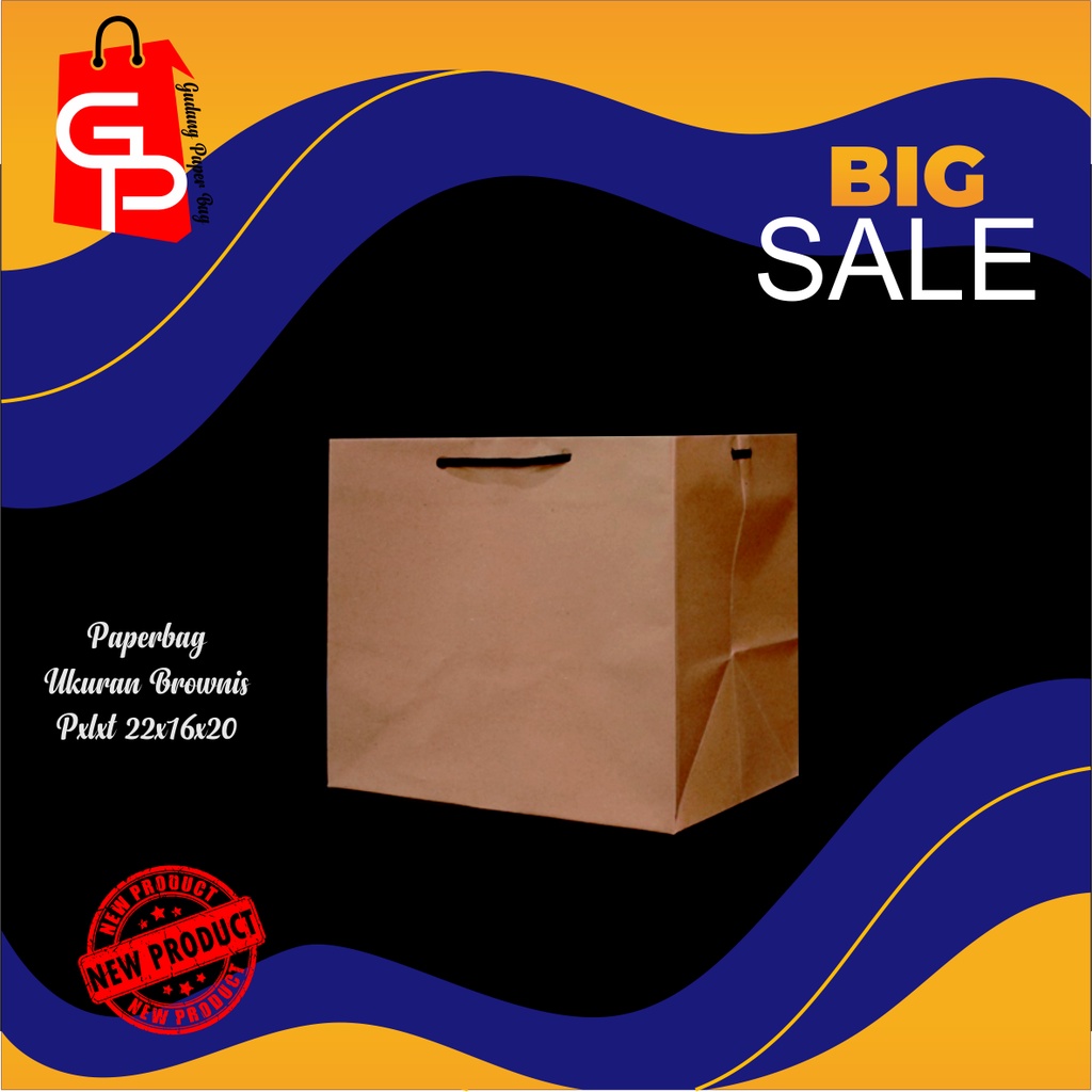 

PAPERBAG 22x16x20 PxLxT brownis tas nasi tas ultah tas kado paper bag souvenir godybag craft papercraft surabaya grosir kemasan tas kertas tas coklat polos