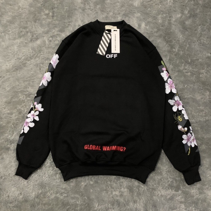 Sweater Crewneck Off White Flower Cherry Blossom Fulltag &amp; Lebel