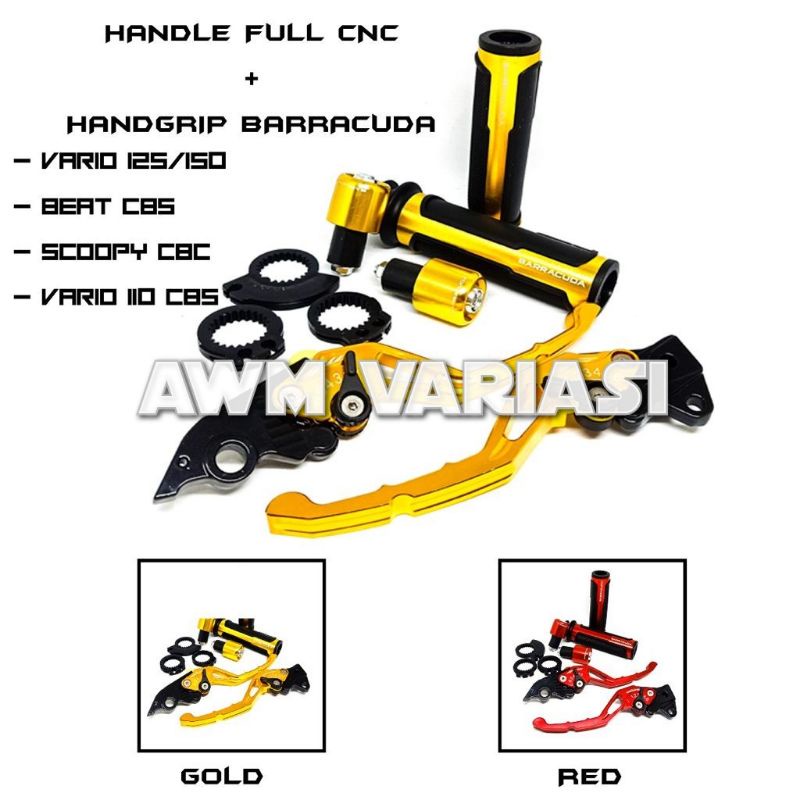 PAKET HANDGRIP BARACUKA+HANDEL REM STELAN NMAX/VARIO 125/ 150/VARIO 110/BEAT/MIO/cb-150/vixion/tiger
