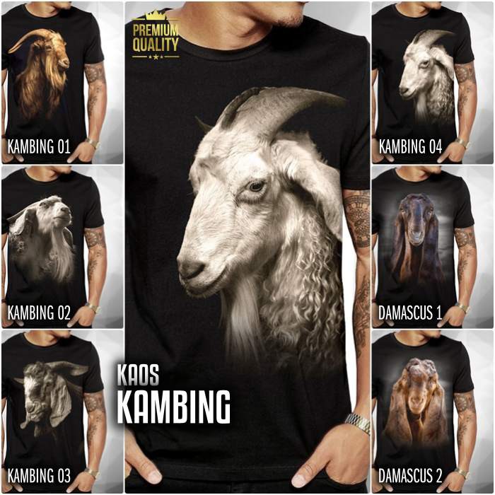 KAOS KAMBING | Kaos Gambar KAMBING | Kaos ANIMAL GOAT | Kaos Ternak Kambing | Hewan Kurban | PREMIUM