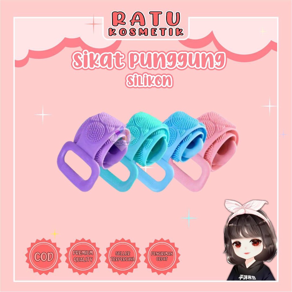 ❤ RATU ❤  Shower Puff Punggung Gagang Panjang | Sikat Silikon Rubber Alat Gosok | Spon Mandi Murah