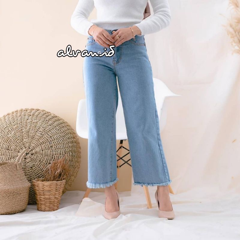 Highwaist Kulot Jeans Wanita / Kulot Jeans Rawis / Kulot Jins / Kulot