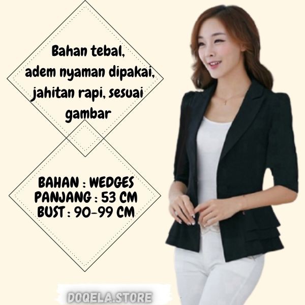 Jual Blazer Wanita Casual Lengan Panjang Model Slim Warna Polos Untuk