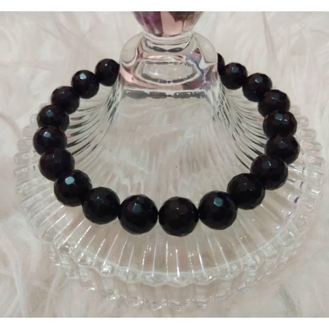 Gelang Batu Onyx Hitam Cutting 10mm