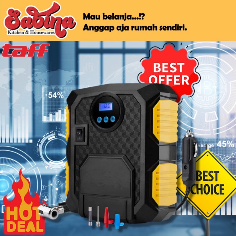 Pompa Ban Mobil Elektrik Inflator Angin Portable Mini LCD 150PSI