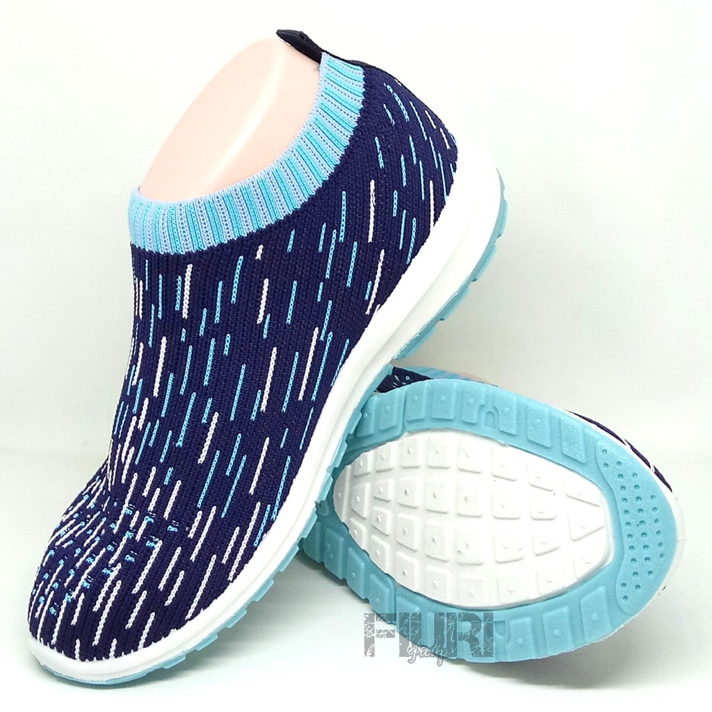 FIURI - ANDO Original SOFFIE Navy Biru Tosca 37-40 - Sepatu Olahraga Lari Wanita - Sepatu Sekolah - Sepatu Ando - Sepatu Sneakers Kuliah Senam Gym Jogging Sport Wanita - Sepatu Casual - Sepatu Rajut Slip On - Fashion Wanita