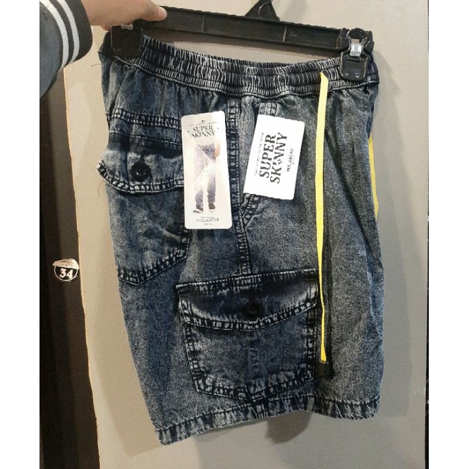 Celana jeans pendek pria celana cargo jeans denim street