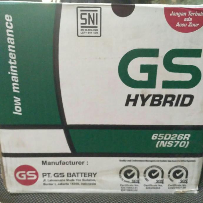 TERBARU AKI MOBIL / BATTERY GS ASTRA TYPE HYBRID NS70 12VOLT-65AMPER MURAH
