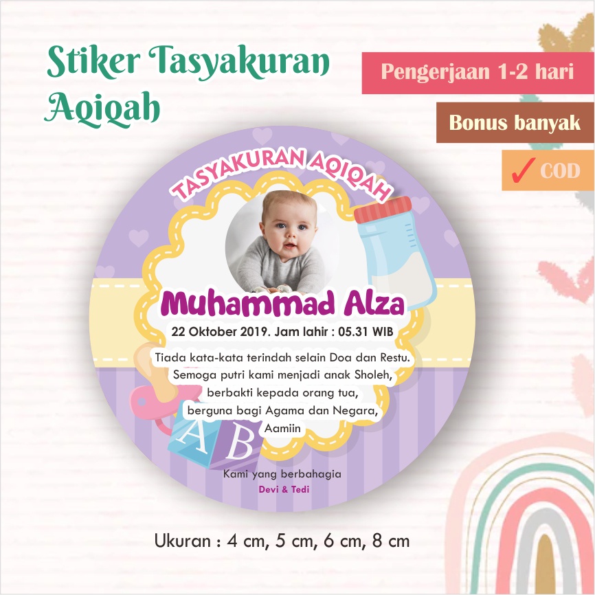 

[66 pcs] Stiker Tasyakuran Aqiqah Cromo / cutting stiker / Stiker Syukuran