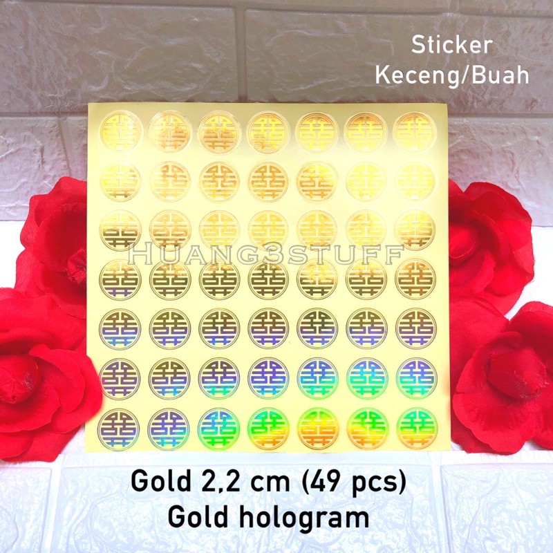 Sticker Shuangxi Tempelan Shuangxi Baki Sticker Buah Tempelan Buah Sangjit Double Happiness
