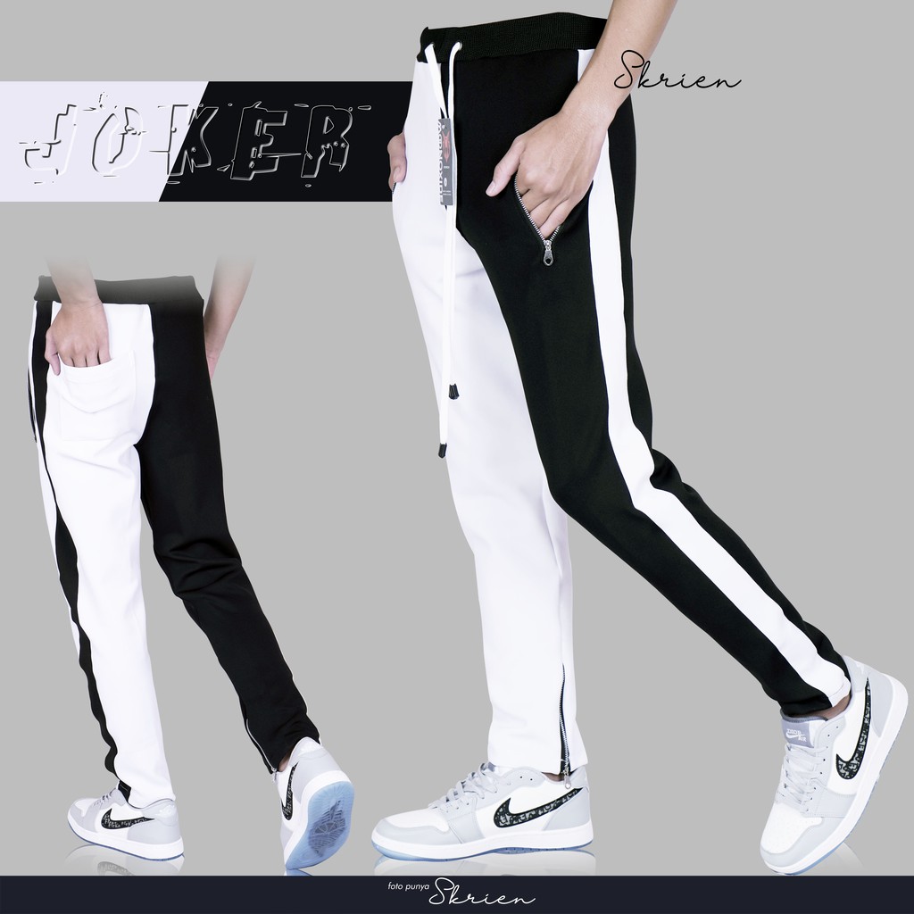 Celana Training Pria HITAM strip Original Product Jogging Running Gym Santai Casual Cowok Cewek