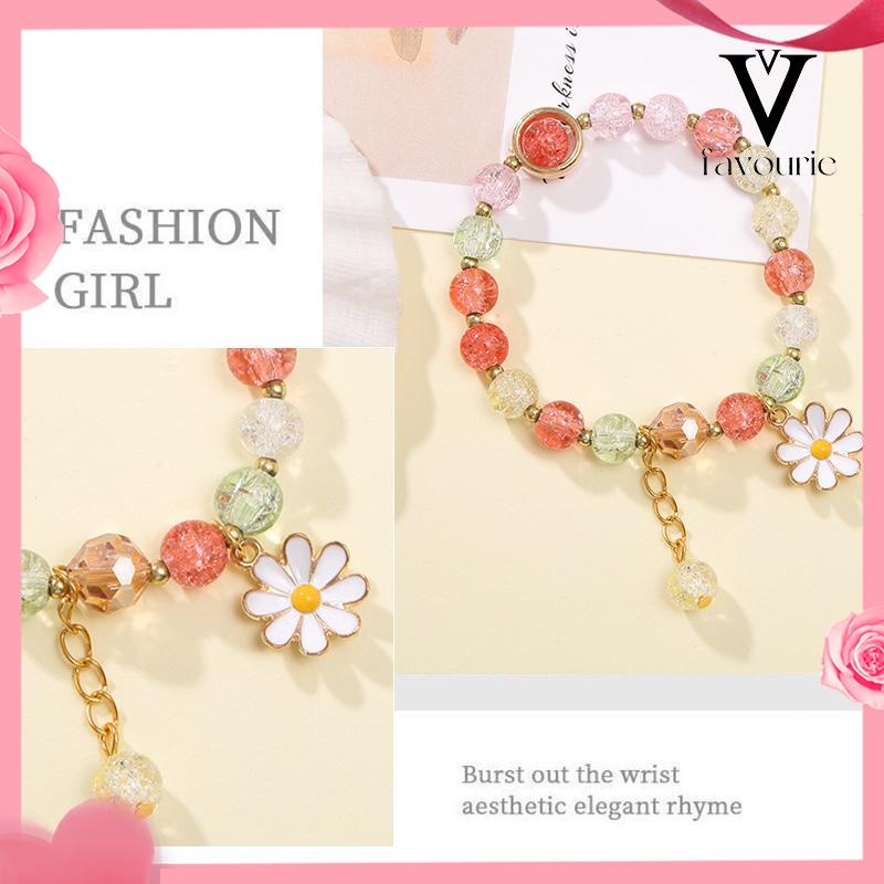 [COD]Manik-manik Warna Kristal Daisy Liontin Wanita Pacar Mahasiswa Perhiasan Gelang Menggemaskan-FA