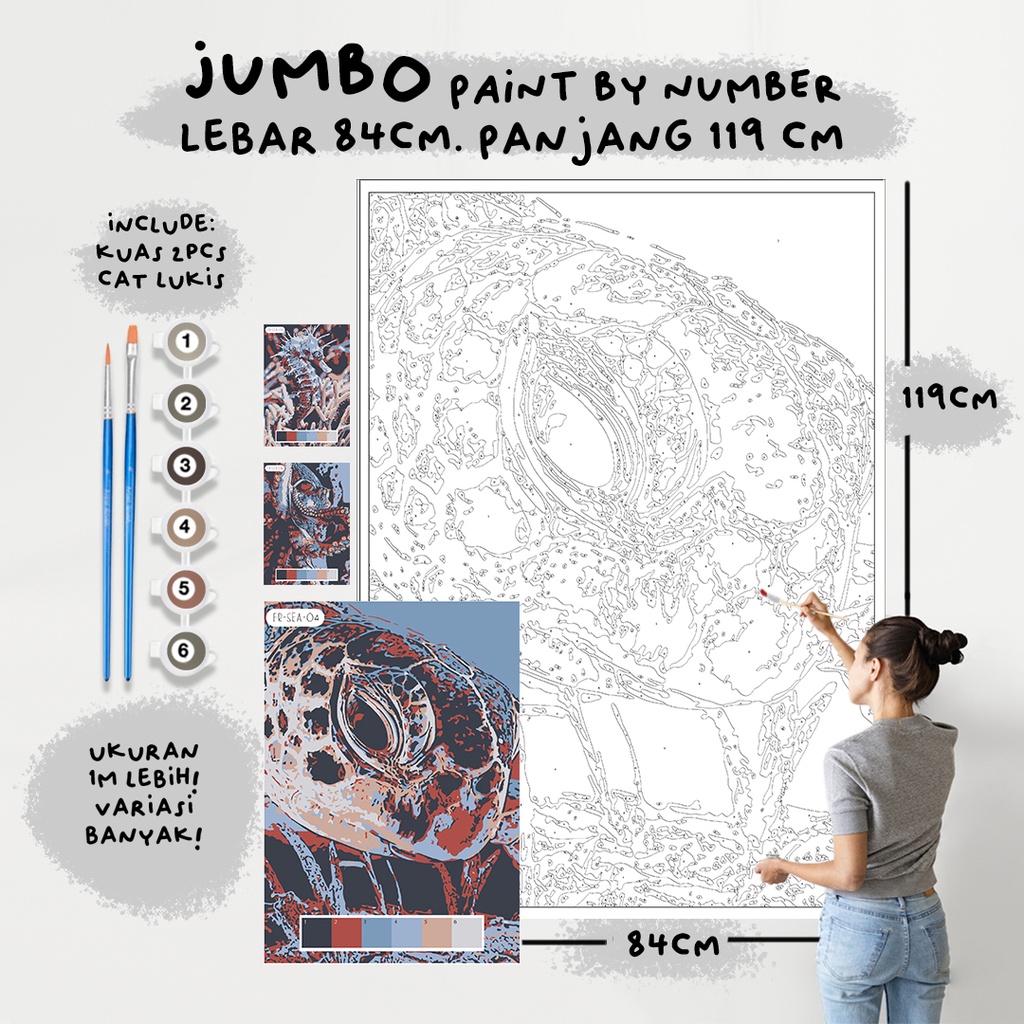 

JUMBO Paint By Number Kit, SEA VERSE 2 paint by number besar a0