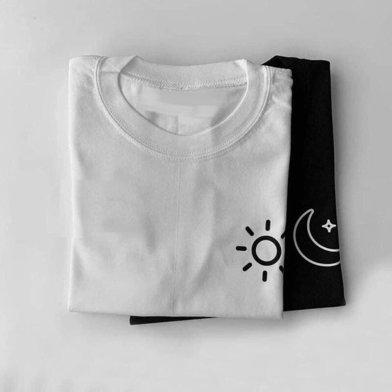 MYSTIQUE.ID-BAJU KAOS COUPLE SUN&amp;MOON T-SHIRT LUCU DAN AESTHETIC