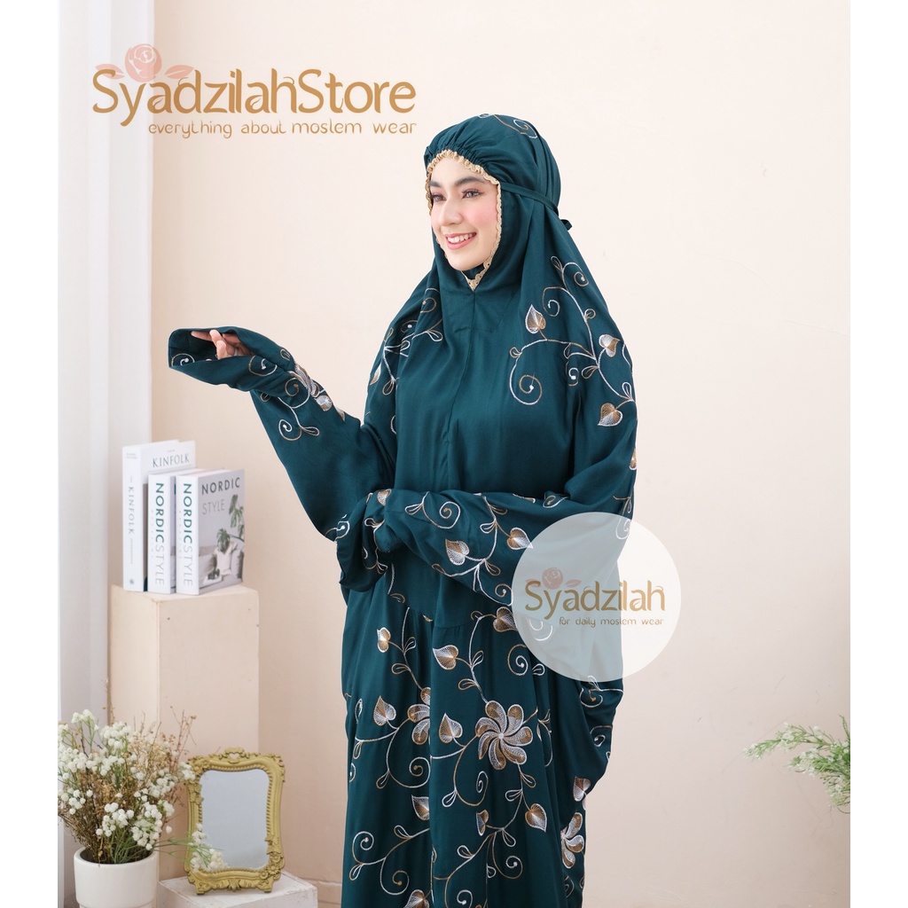 SYADZILAH - Mukena Terusan Dewasa Bordir Maryam Katun Rayon