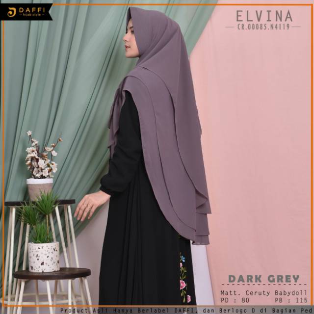 Elvina Daffi Hijab - Khimar Syari 3 layer oval