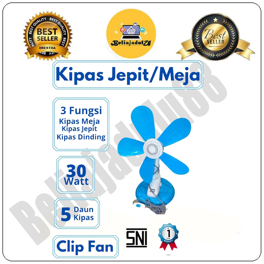 Beliajadulu88 Kipas Angin Listrik Jepit Clip Fan 3 in1 5 Baling-baling 20 Watt / 30watt