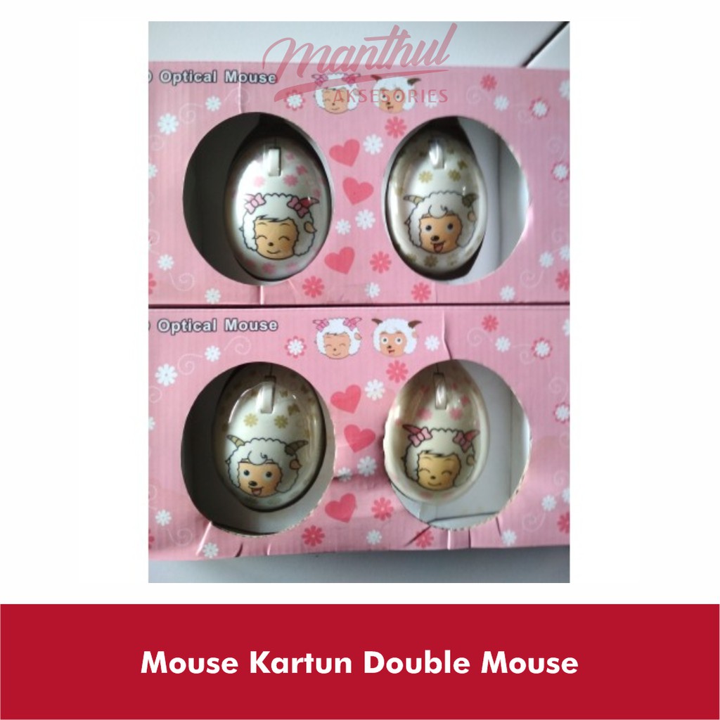 Mouse Kartun Double Mouse USB for PC or Laptop