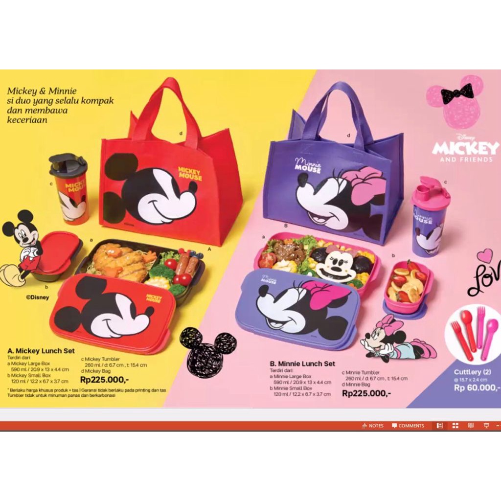 Tupperware Mickey and Minnie Lunch Set (tempat bekal / kotak bekal / lunch box)