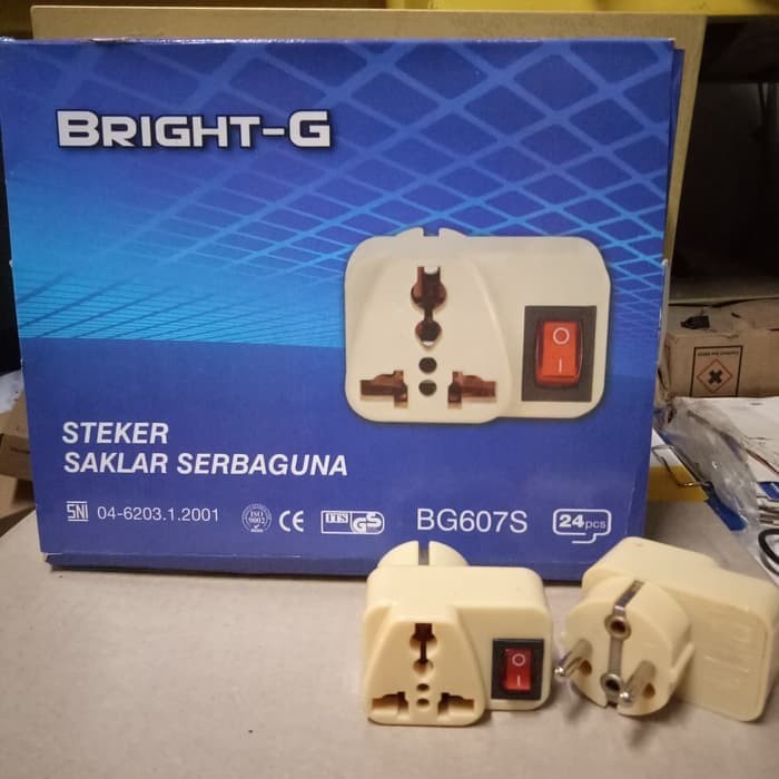 Bright-G 607S Over steker kaki 3 / Adaptor / wanpro / Steker serbaguna + Lampu