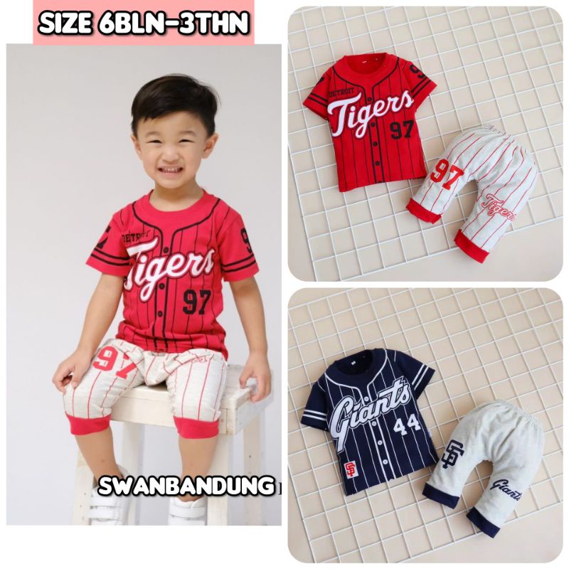 Setelan Baju Bayi Laki-laki Motif Sporty Size 6 bulan - 3 tahun