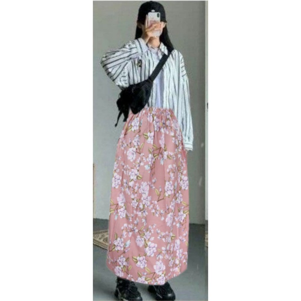 IZANY Rok Panjang Maxi Skirt-AMANDA PEACH
