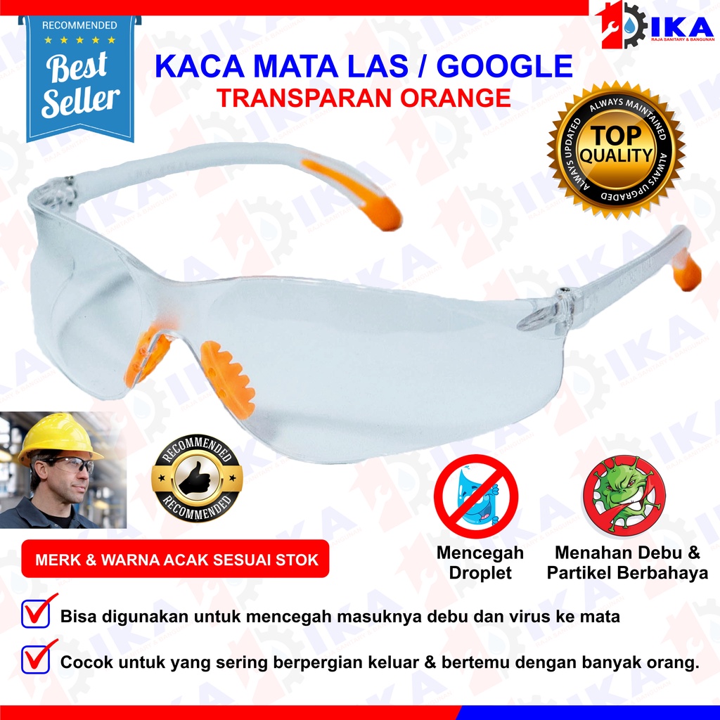 Kacamata Safety Goggle Glasses Kaca mata Las Bening Clear Murah Pelindung Mata