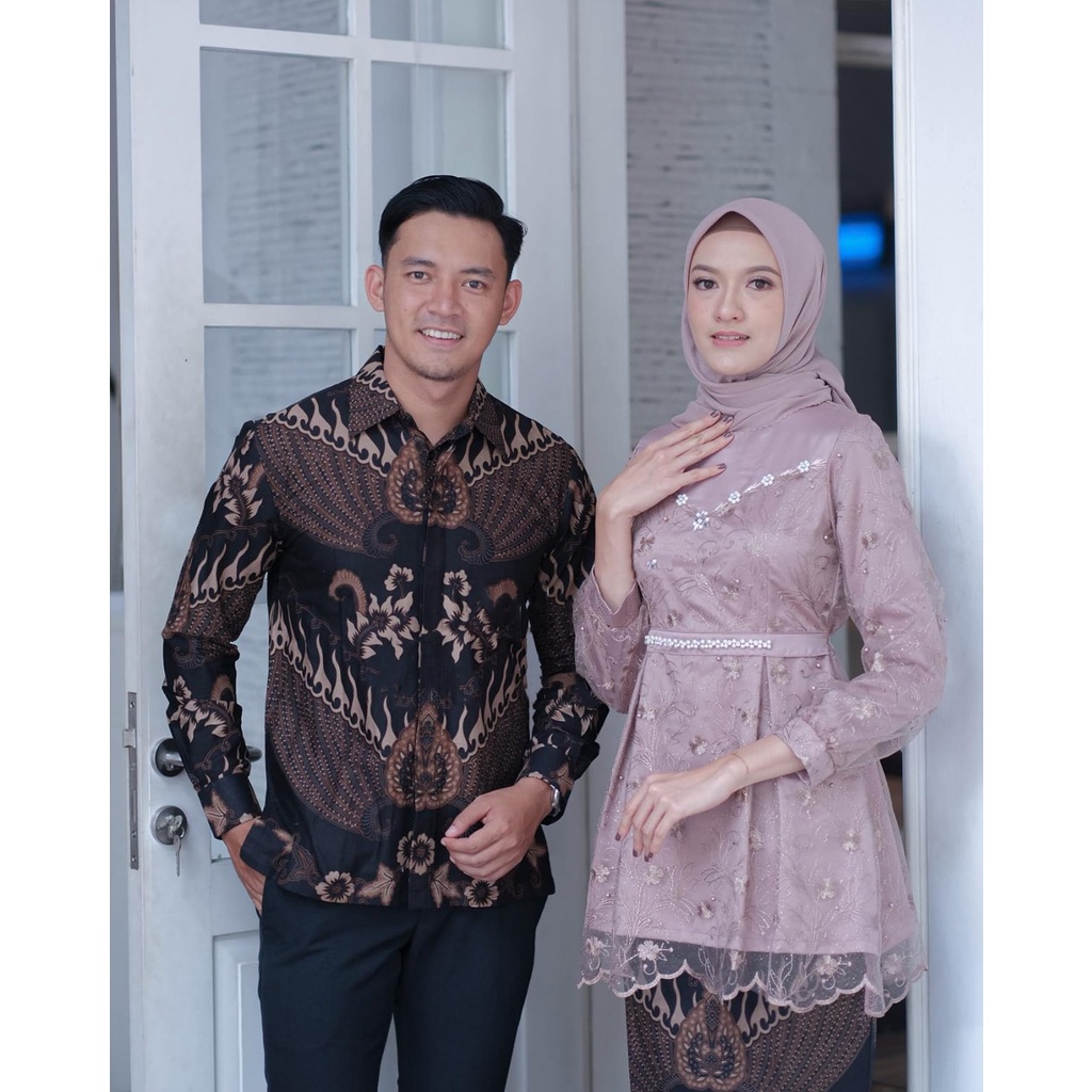 Set Kebaya Arunika - Kebaya Modern Kebaya Couple Tunangan Lamaran Baju Wisuda Batik Brukat Terbaru